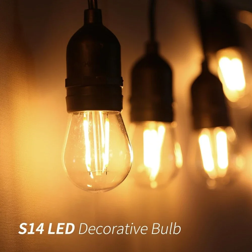 LED S14 Edison Bulb 48 Pack 2W 150LM Shatterproof Outdoor Plastic E26 Base